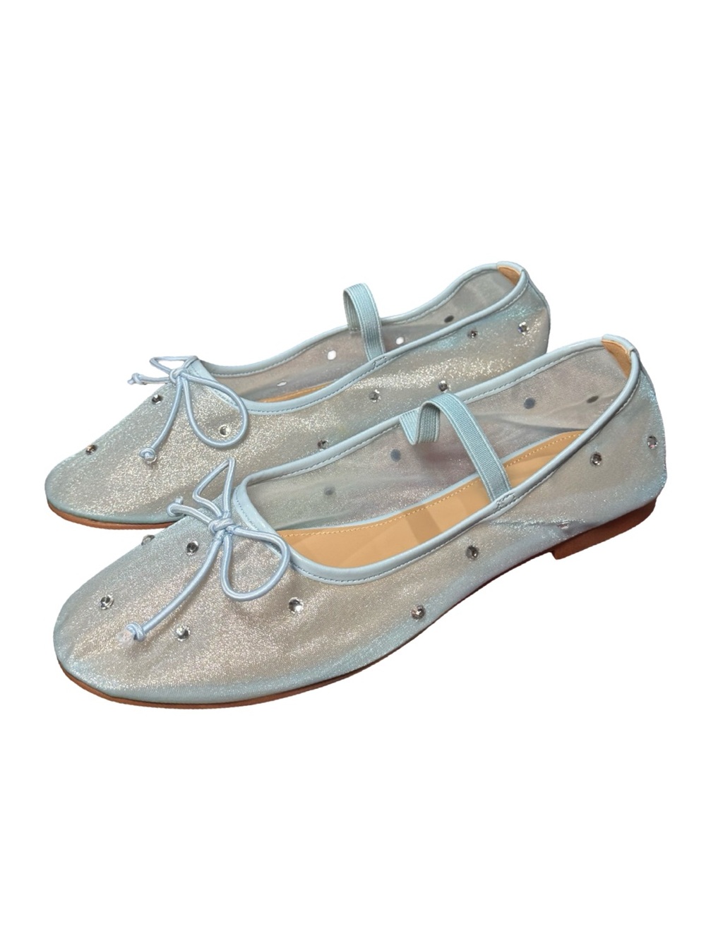 💎💠 Light Blue Diamond Ballet Flats with Bow and‎ Crystal Accents 💠💎